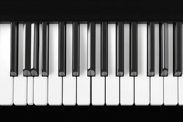 Naklejka premium Close-up view of piano keys highlighting black and white keys in a musical setting