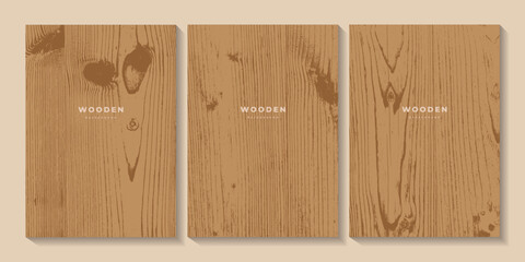 Set of wooden textures. Eco concept background with wood annual rings texture. Banner with tree ring pattern. Stamp of tree trunk in section. Templates with wood grain. Hazelnut wood © Morena