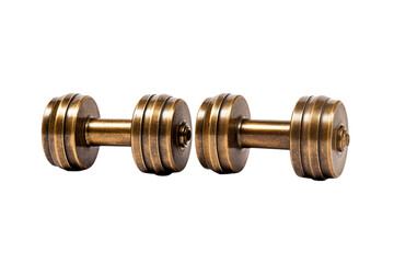 Antique Brass Dumbbells: Fitness Equipment, Exercise Weights, Home Gym Decor isolated on transparent background png