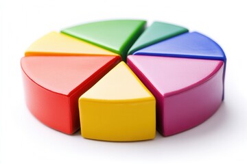 Obraz premium Colorful segmented shapes arranged in a circular pattern on a white background, ideal for educational use