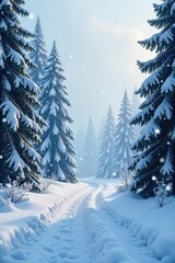 A mesmerizing blizzard scene with countless snowflakes falling gently against a backdrop of a snow-covered pine forest, creating a tranquil winter wonderland , idyllic, calm, snowflake