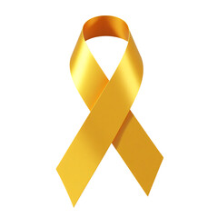 Gold ribbon isolated on transparent background for awareness and support