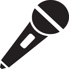 Isolated black microphone on a white background in simple illustration