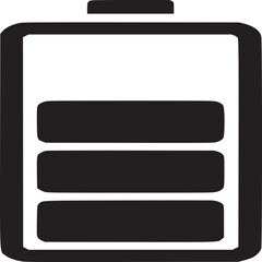 A black and white graphic of a battery with a partial charge displayed