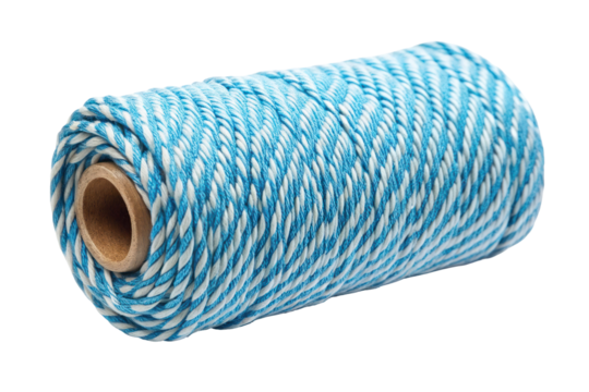 Blue Striped Cotton Baker's Twine Spool Isolated on Transparent Background

