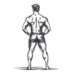 Professional Sketch of a Man Fitness Sport Lifestyle Design Vector Illustration