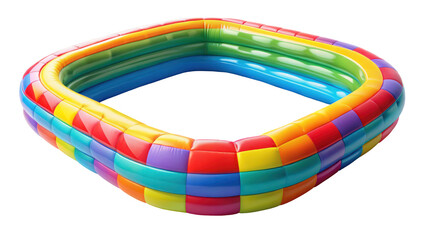 Colorful Inflatable Swimming Pool with Water Isolated on Transparent Background

