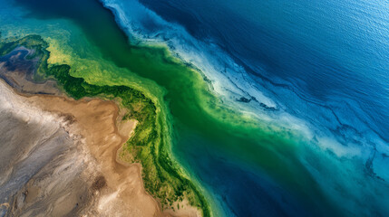 Planet Earth with clean air and nature relying on renewable resources. Ecological concept of alternative sustainable energy for an ecologically clean planet. Concept of ecology