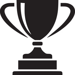 A black silhouette of a trophy with handles on a white background art