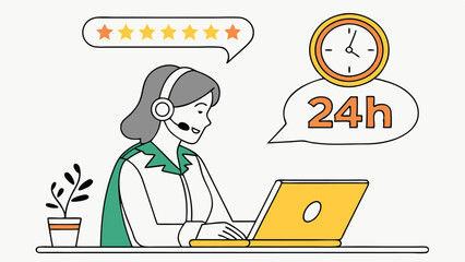 Customer support agent working 24/7 with five star rating