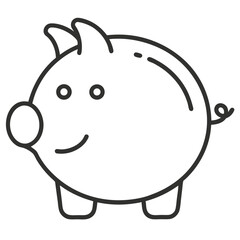 Cute piggy bank line art illustration savings money finance