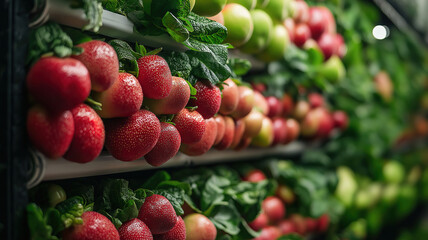 Global food production technology connects with fresh produce through innovative vertical farming systems