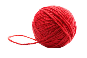 Red Ball of Knitting Thread Isolated on Transparent Background

