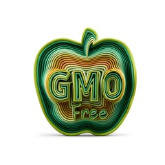 Fototapeta premium Layered Apple Shape with GMO Free Text on White Background