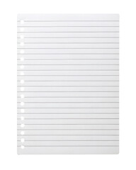 White Note Page Isolated on Transparent Background

