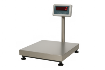 Digital weighing scale showing zero on transparent background