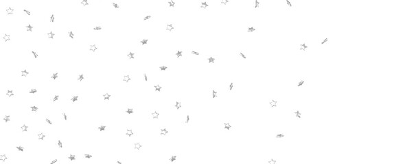 sparkling Christmas confetti falling isolated on white. magic shining flying stars glitter backdrop, sparkle border