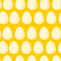 Egg seamless pattern illustration with yellow background. cute egg cartoon vector
