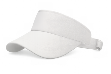 White tennis visor cap on transparent background, perfect for sports and casual wear