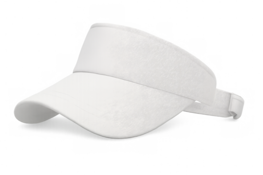 White tennis visor cap on transparent background, perfect for sports and casual wear