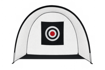 Archery target netting with bullseye on transparent background
