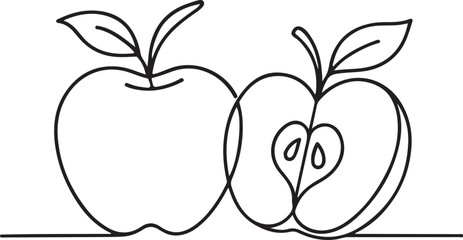 Fresh Apple Fruit Line Art for Organic Branding