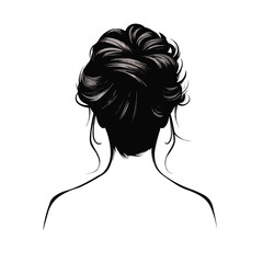 Naklejka premium Chic Faceless Woman Silhouette Vector Fashion Hairstyle Design Element