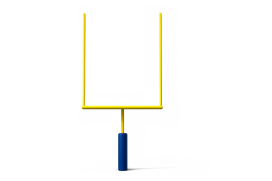 Yellow american football goal post on transparent background