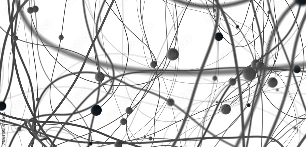 Fototapete Abstract plexus blue geometry background. Digital technology network connection concept. 3D rendered illustration