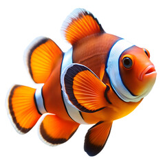 Vibrant orange clownfish isolated on a white background ai generated png