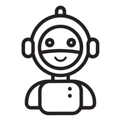 Friendly robot character outline illustration design