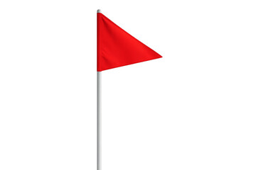 Red triangular flag waving on transparent background