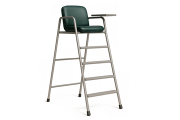 Umpire chair with green seat on transparent background