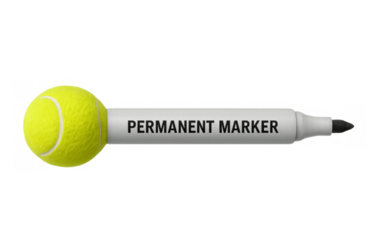 Permanent marker with tennis ball cap on transparent background