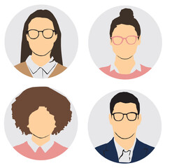 people icons set avatar collection