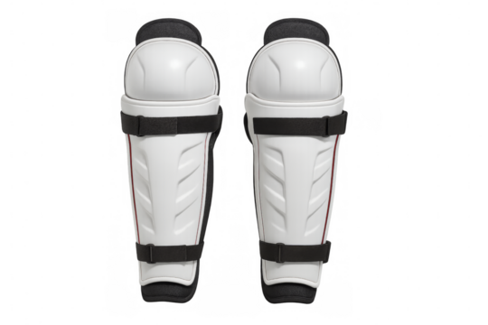 White shin guards protecting legs during sports activities on transparent background