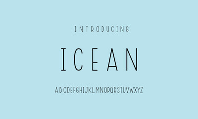 Display alphabet thin line character font set. Simple modern typography design. Sans serif uppercase font type. Handwritten letter graphic style