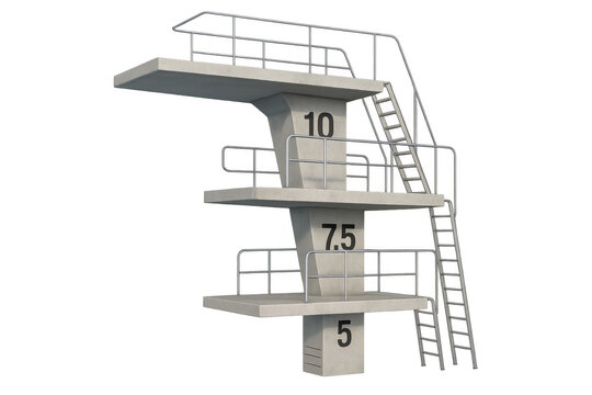 Diving platform with ladder and transparent background representing competition and achievement