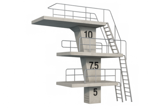 Diving platform with ladder and transparent background representing competition and achievement - Powered by Adobe