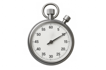 Classic stopwatch measuring time with transparent background