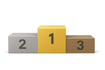 Winners podium with numbers 1, 2 and 3 on transparent background