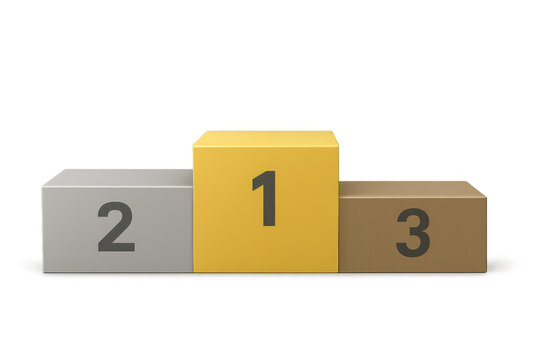 Winners podium with numbers 1, 2 and 3 on transparent background