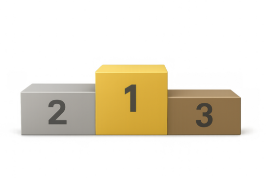 Winners podium with numbers 1, 2 and 3 on transparent background