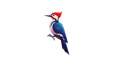 Stylized Woodpecker with Red Crest and Blue Plumage Illustration