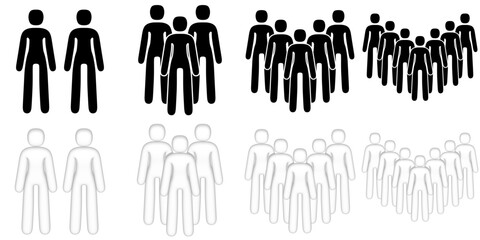 2k render of stick figure group people. Pictogram icon. silhouette and 3d