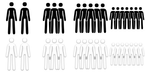 2k render of stick figure group people. Pictogram icon. silhouette and 3d