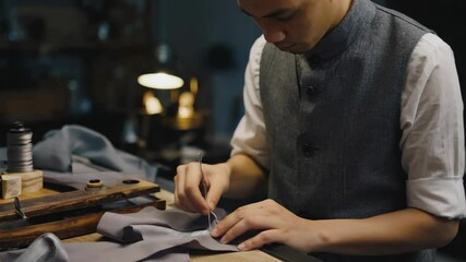 Crafting a tailored garment with precision in a workshop setting