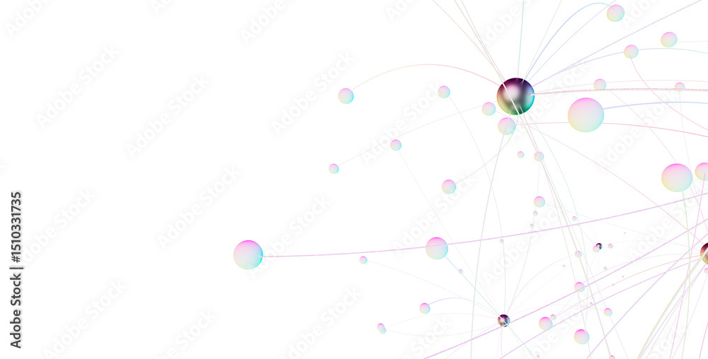 Aufkleber Multi color connected lines and dots network 3d illustration