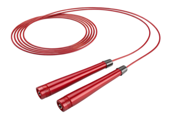 Jump ropes in vibrant red display balanced precision, perfect for fitness enthusiasts looking to elevate their training routine Generative AI