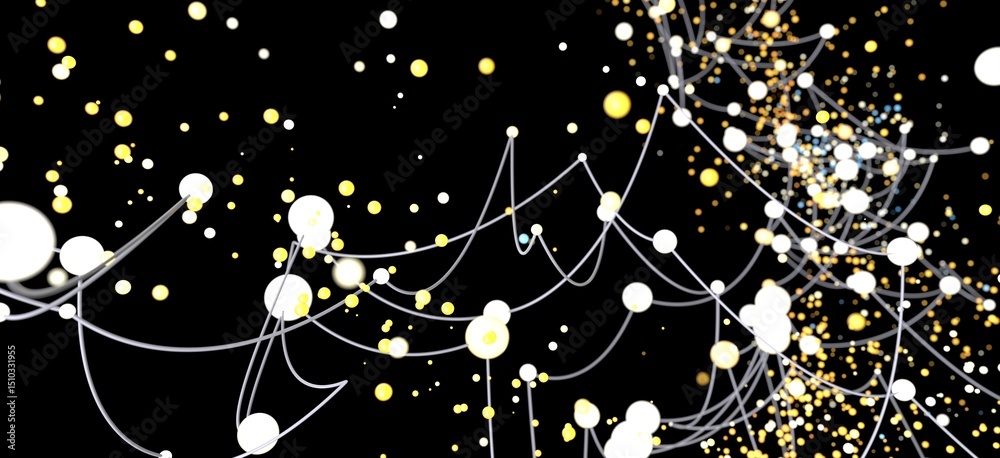 Poster glowing dots and lines form a complex network. ideal for tech, ai, and data visualization.